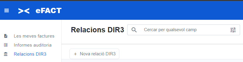 apartado relaciones DIR3 - Nueva relación